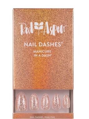 Red Aspen Nail Dashes Rose Gold Glitter Press-On Nails